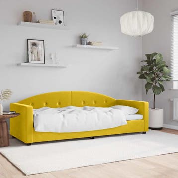 vidaXL Slaapbank 80x200 cm fluweel geel, Eenpersoons, Verzenden, Nieuw, 80 cm