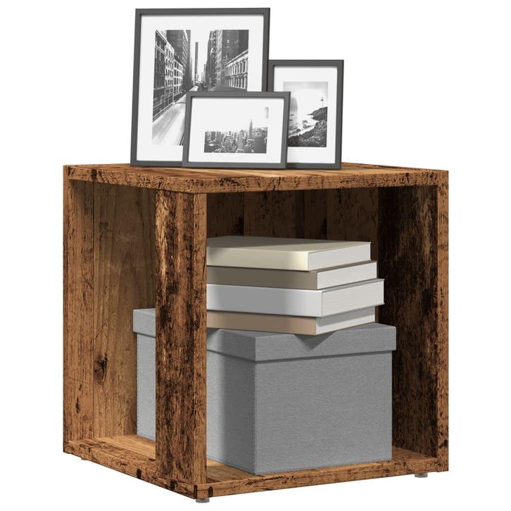 vidaXL Bijzettafel 33x33x34 cm bewerkt hout oud houtkleurig, Huis en Inrichting, Kasten | Overige, Nieuw, Verzenden
