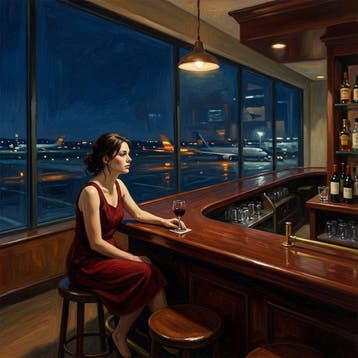 Le Yack - Airport Bar at Night - Hand signed