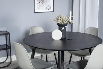 Eettafel - James - 115 cm - Zwart/Goud - Jörn, Huis en Inrichting, Verzenden, Nieuw