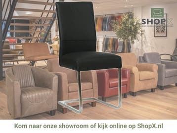 Leren eetkamerstoel Remix - Toledo Nero (zwart) - Sledepoot, Zwart, Nieuw, Ophalen of Verzenden, Eén