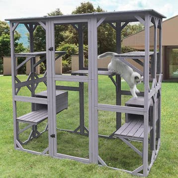 MaxxPet Kattenkooi - kattenvolière - 166x90x180cm Grijs, Verzenden, Nieuw
