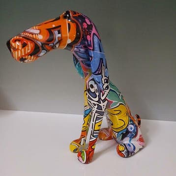 Beeldje - Chien Teckel Pop Art - Hars