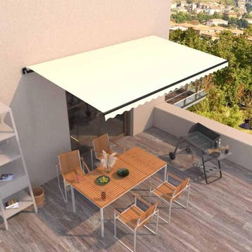 vidaXL Handmatige Zonnescherm 5 x 3 m Crèmekleurig 100%, Verzenden, Nieuw