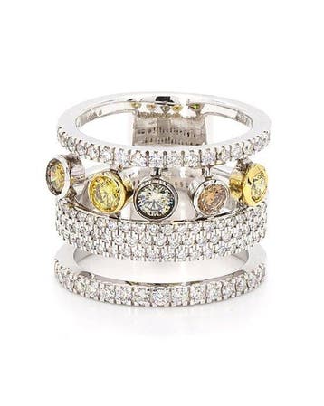 Statement ring - 14 karaat Witgoud - 1.29ct. tw. Gemengde