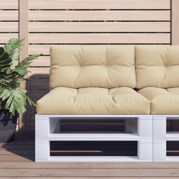 vidaXL Palletkussens 2 st stof beige, Verzenden, Nieuw, Beige