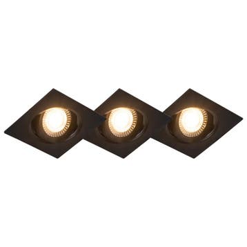 Set van 3 inbouwspots zwart incl. LED 3-staps dimbaar - Miu, Verzenden, Nieuw, Kunststof, Modern