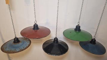 Plafondlamp (5) - Emaille, Staal - Geëmailleerde lampen 5