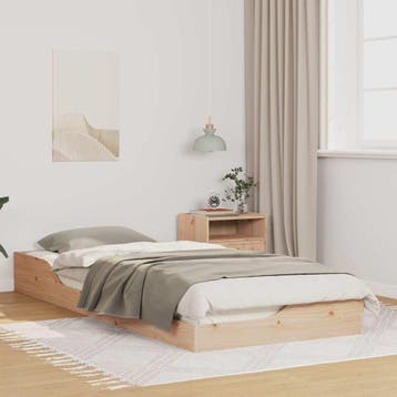 vidaXL Bedframe Bruin 80 x 220 cm Massief grenenhout, Verzenden, Nieuw, Beige, Hout