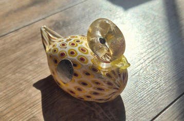 Beeld, Murano Bucella Cristalli Glazen Eend - 7 cm -