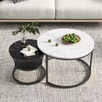 Nieuwe Moderne Ronde Salontafel Set – Wit en Zwart Design, Huis en Inrichting, Tafels | Salontafels, Minder dan 50 cm, 50 tot 100 cm