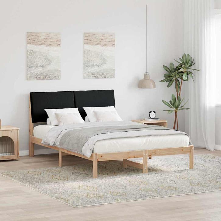 vidaXL Bedframe Bruin en zwart 160 x 200 cm Massief, Huis en Inrichting, Slaapkamer | Bedden, Bruin, Nieuw, Hout, Verzenden