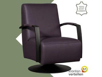 Leren draaifauteuil Mood - Toledo Aubergine (paars) -, Nieuw, Ophalen of Verzenden, 50 tot 75 cm, Industrieel, Modern