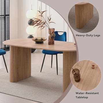 Moderne Ovalen Eettafel met Geflense Poot - 6-8 Personen Hou, Verzenden, Nieuw