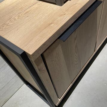 Dressoir Cornedo - in natur decor met zwart metalen frame -, Ophalen of Verzenden, Nieuw, 200 cm of meer, Industrieel
