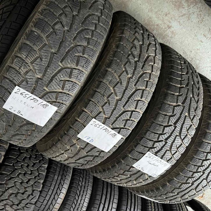 4 x Hankook 265-70-18 Winterbanden 9mm, Auto-onderdelen, Banden en Velgen, 18 inch, Winterbanden, 265 mm, Personenwagen, Gebruikt