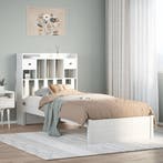 vidaXL Bed met boekenkast zonder matras grenenhout wit, Huis en Inrichting, Slaapkamer | Bedden, 90 cm, Eenpersoons, Verzenden