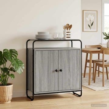 vidaXL Dressoir Grijs Sonoma 68 x 35 x 75 cm Bewerkt hout, Huis en Inrichting, Kasten | Dressoirs, Verzenden, Nieuw, Overige houtsoorten
