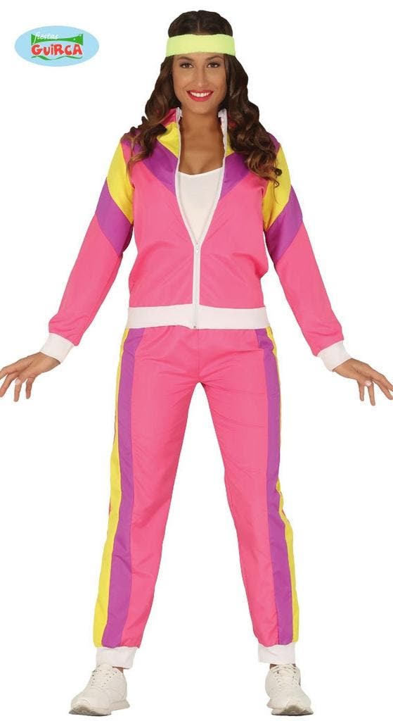 Jaren 80 Aussie Trainingspak Roze - 42-44, Kleding | Dames, Carnavalskleding en Feestkleding, Verzenden