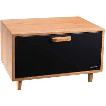 Klausberg KB-7399 Stalen broodtrommel bamboe met zwarte, Ophalen of Verzenden, Nieuw