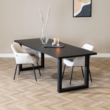 50% Korting: Eettafel Alec melamine zwart 220 x 90 cm, Huis en Inrichting, Ophalen, Zo goed als nieuw, Rechthoekig, Velvet chique, Modern