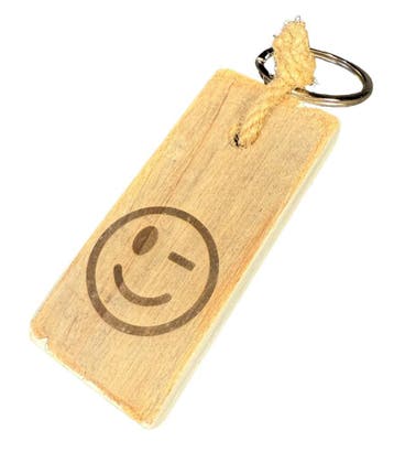 houten sleutelhanger met knipoog smiley van duurzaam dukd..., Ophalen of Verzenden, Nieuw