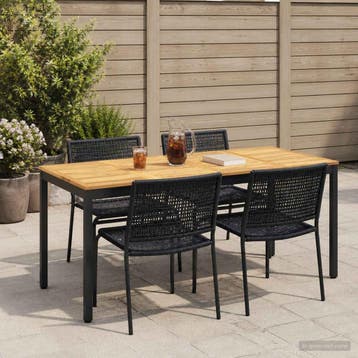 vidaXL Tuindiner tafel Wit en zwart 147 x 88,5 x 75 cm, Tuin en Terras, Tuintafels, Verzenden, Nieuw