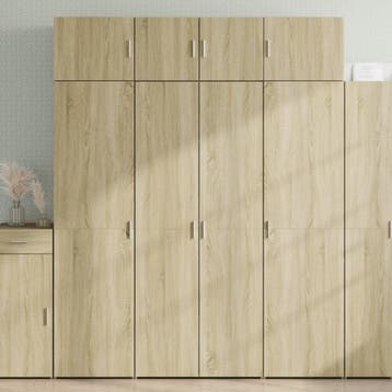 vidaXL Opbergkast 80x42,5x225 cm bewerkt hout sonoma, Minder dan 50 cm, 75 cm of meer, Nieuw, Overige houtsoorten