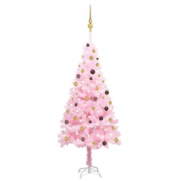vidaXL Kunstkerstboom met verlichting en kerstballen 210 cm, Verzenden, Nieuw
