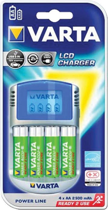 Varta LCD Charger + 4 x 2600 mAh NiMH batterijen, Verzenden, Nieuw