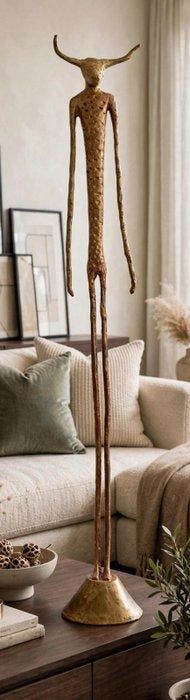 Abdoulaye Derme - sculptuur, Le Minotaure - 83 cm - Brons