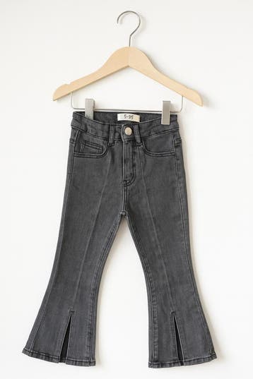 Zwart/Grijs Flared meisjesbroek met split|Herfst/Winter|NIEU, Ophalen of Verzenden, Nieuw, Meisje