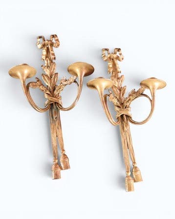 Paar antieke bronzen - Wandkandelaar (2) - Brons