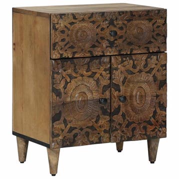 vidaXL Bed kast Bruin 50 x 33 x 60 cm Massief Mango Hout, Minder dan 45 cm, Verzenden, Nieuw, 55 tot 70 cm