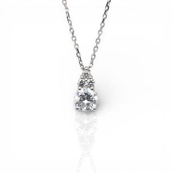Ketting met hanger - 18 karaat Witgoud - 1.10ct. tw. Diamant, Sieraden, Tassen en Uiterlijk, Antieke sieraden