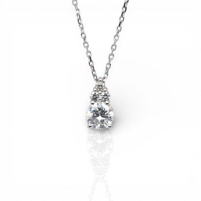 Ketting met hanger - 18 karaat Witgoud - 1.10ct. tw. Diamant, Sieraden, Tassen en Uiterlijk, Antieke sieraden