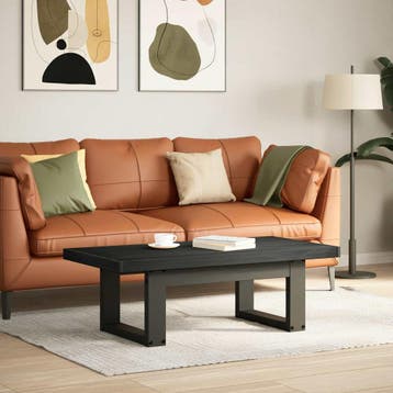 vidaXL Salontafel NOAIN Zwart 119 x 60 x 40 cm Massief, Verzenden, Nieuw, Grenenhout, 50 tot 100 cm
