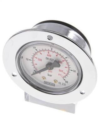 0..60 Bar Paneelmontage Manometer Staal/Messing 50 mm Klasse, Verzenden, Nieuw