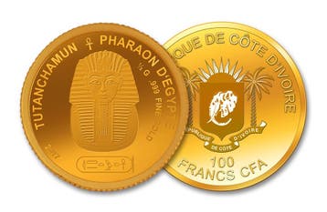 Kleinste goud munt: Egyptische goden - Toetanchamon, Verzenden