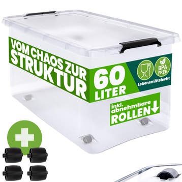 Opbergbox Deksel Transparant 60x40x35cm 60L (Opbergmanden), Huis en Inrichting, Emmers, Verzenden, Nieuw