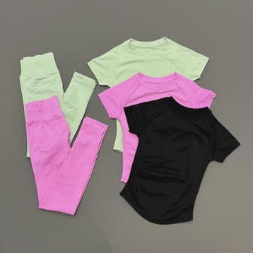 Naadloze Yoga Set Dames: Short Sleeve Top & Hoge Taille Legg, Kleding | Dames, Verzenden, Nieuw