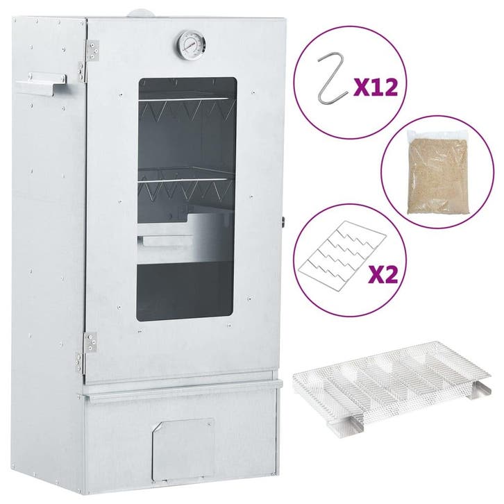 vidaXL BBQ-rookoven met koude rookgenerator gegalvaniseerd, Tuin en Terras, Houtskoolbarbecues, Nieuw, Verzenden