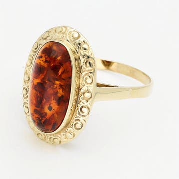 Ring - 9 kt. Geel goud - Barnsteen, Nieuw