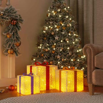 vidaXL Kerstfiguur cadeaudoos 3 st verlicht 64 warmwitte, Diversen, Verzenden, Nieuw