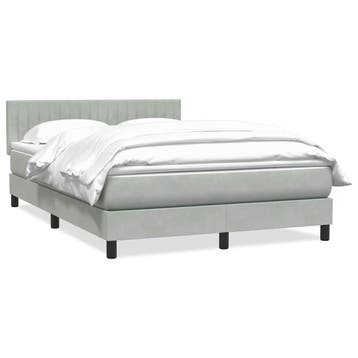 vidaXL Boxspring met matras fluweel lichtgrijs 160x210 cm, Verzenden, Nieuw, Tweepersoons, Stof