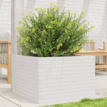 vidaXL Plantenbak 70x70x45,5 cm massief grenenhout wit, Verzenden, Nieuw, Hout