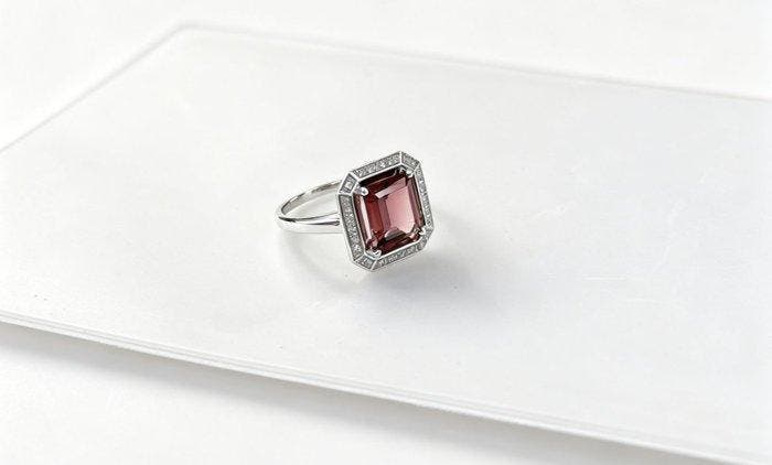 Ring - 14 karaat Witgoud - 3.01ct. tw. Toermalijn - Diamant, Sieraden, Tassen en Uiterlijk, Ringen