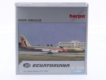 Schaal 1:500 Herpa 513517 Boeing 707-300 Ecuatoriana Jet..., Ophalen of Verzenden, Zo goed als nieuw