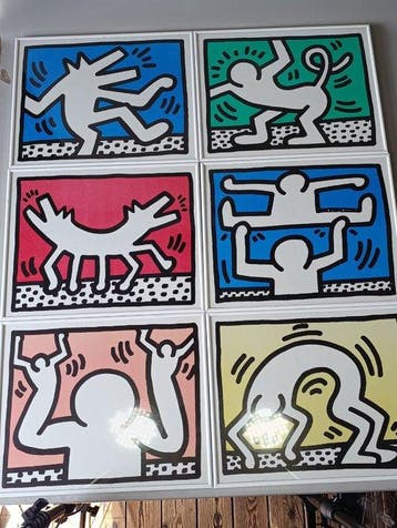 Keith Haring - 6 sérigraphie Keith haring - Jaren 1980, Antiek en Kunst