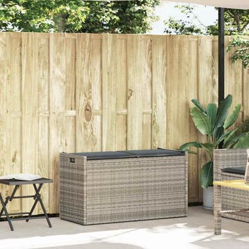vidaXL Opbergbank met kussen voor buiten 100 cm poly rattan, Verzenden, Nieuw